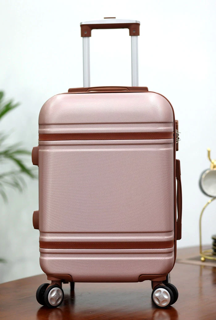Faux Leather Strapped Abs Luggage